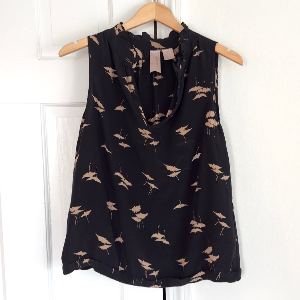Anthropologie Gemma Black Silk Sleeveless Blouse Women's Size Medium